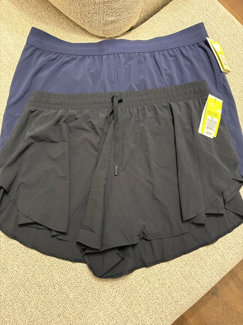 NWT All in Motion Navy Layered Shorts and Black Running Shorts Size XL